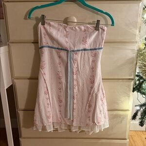 Forever 21 White and Blue Floral Dress